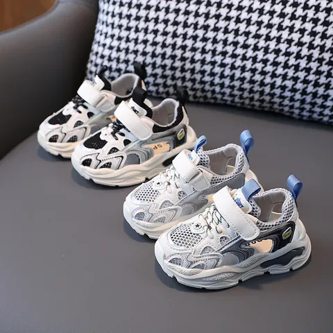 Summer Kids Breathable Hollow Mesh Sneakers Toddler Boys Girls Chunky Sole Magic Tape Athletic Outdoor Running Walking Shoes