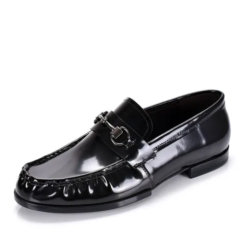 Men's Horsebit Loafers Patent Leather British Style Slip On Business Casual Trendy Moccasins Dress Shoes For Office Party