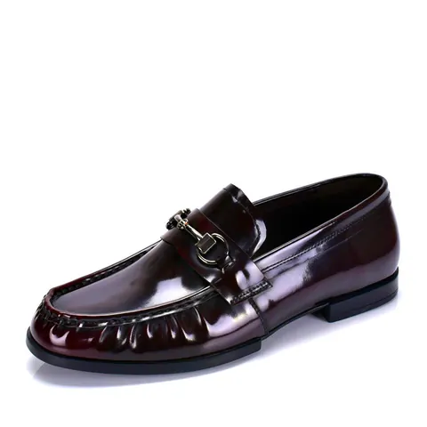 Men's Horsebit Loafers Patent Leather British Style Slip On Business Casual Trendy Moccasins Dress Shoes For Office Party