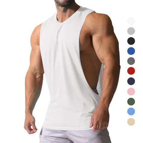 Men Sport Fitness Tank Top Sleeveless Athletic Vest Solid Color Breathable Quick Dry Training Muscle Shirt Summer Gym Clothing