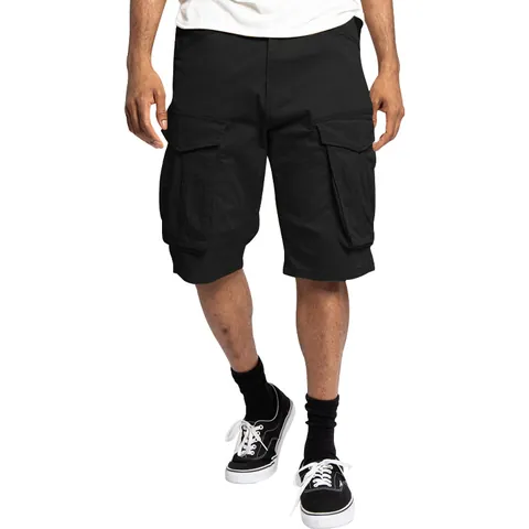 Men Casual Cargo Shorts Loose Fit Multi-Pocket Outdoor Sports Shorts Polyester Summer Beach Shorts Solid Color Wear-Resistant Bottoms