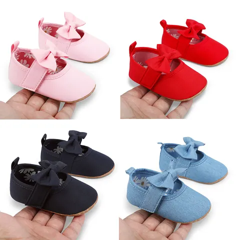 Säugling Baby Mädchen Prinzessin Schuhe Baumwollstoff Weiche Sohle Schleife Kleinkind Lauflernschuhe Für Hochzeit Party Formelle Veranstaltung