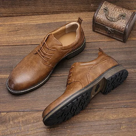 Scarpe Brogue Casual da Uomo in Pelle PU Artificiale Traspiranti Antiscivolo Stringate per Business Quotidiano Moda