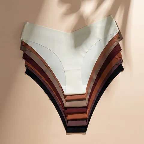 Seamless Ice Silk Panties For Women Low Waist Breathable Quick Dry Cotton Crotch Sporty Briefs Underwear Invisible Lingerie