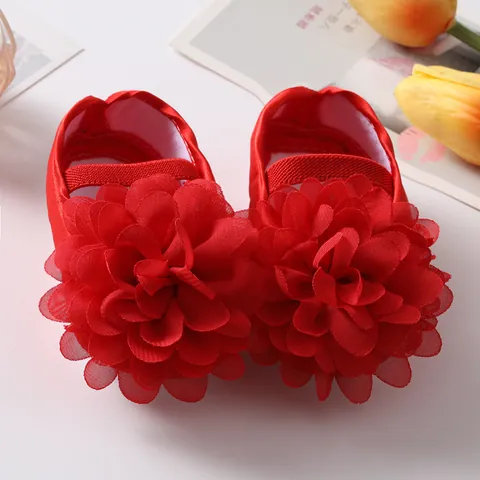 Scarpe da Principessa per Neonata con Grandi Fiori Suola Morbida Primi Passi Scarpe per Bambini Scarpe da Festa in Cotone Traspirante
