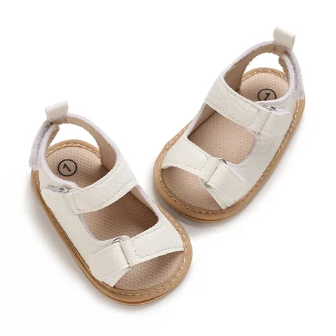 Sandalias para Bebé Clásico Casual Color Sólido Cuero PU Zapatos de Primeros Pasos Suela Suave Antideslizante Velcro Niños Niñas