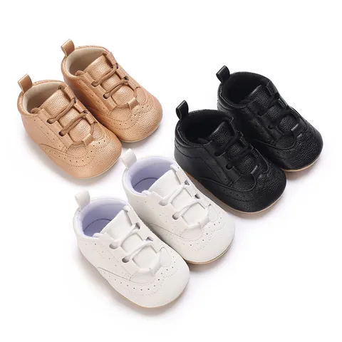 Baby Boy Prewalker Shoes PU Leather Soft Sole Brogue Non-slip Infant First Walker Sneakers Fashion Lightweight Breathable Footwear
