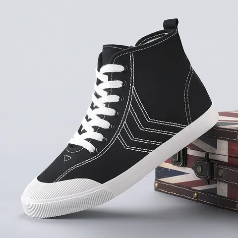 Women High Top Canvas Shoes Korean Style Checkered Pattern Lace Up Vulcanized Rubber Sole Casual Sneakers For Daily Wear