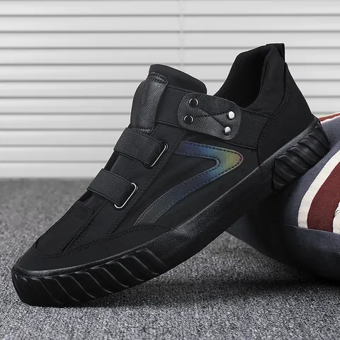 Chaussures en Toile Décontractées pour Hommes à Enfiler Mode Coréenne Vulcanisées Coupe Basse Couleur Unie Baskets Confortables