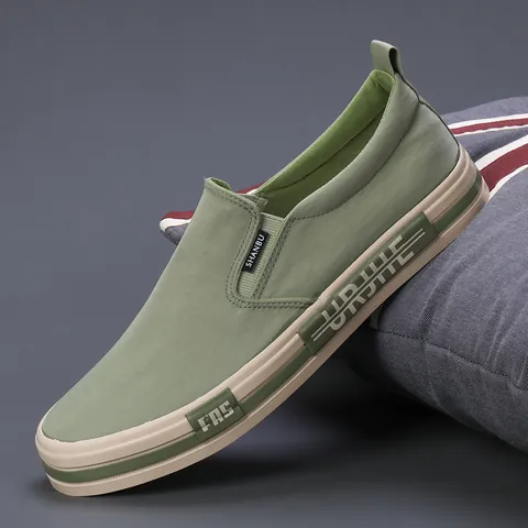Herren Casual Canvas Slip-On Slipper Atmungsaktiv Koreanischer Stil Flache Trendige Sneaker Für Den Täglichen Gebrauch Mode Vulkanisierte Schuhe