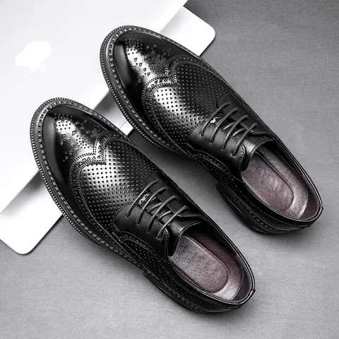 Herren Business Brogue Schuhe Regeneriertes Leder Hohl Atmungsaktiv Formelle Abendschuhe Für Hochzeit Bräutigam Britischen Stil