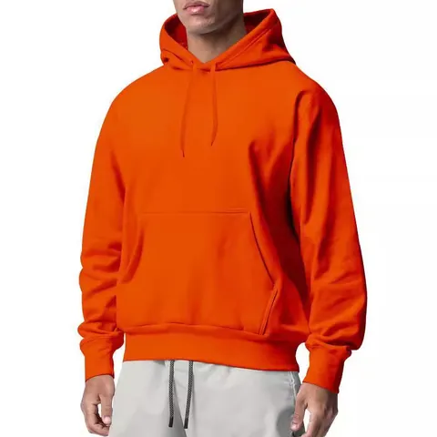 Sudadera con Capucha y Forro de Felpa Color Sólido para Hombre Ajuste Suelto de Poliéster Pullover Hoodie Top