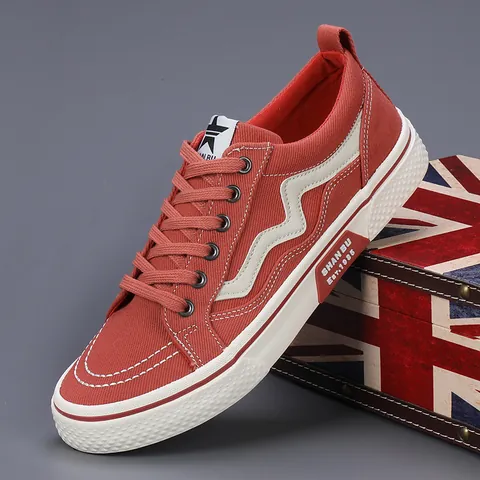 Herren Casual Canvasschuhe Koreanischer Stil Low Top Schnürschuhe Mode Rutschfest Atmungsaktiv Vulkanisierte Flache Sneaker Für Gehen Outdoor