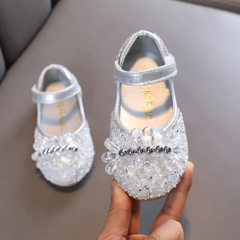 Mädchen Prinzessin Strass Schuhe PU Leder Kristall Blume Mary Jane Flache Schuhe Für Tanz Party Aufführung Kleiderschuhe