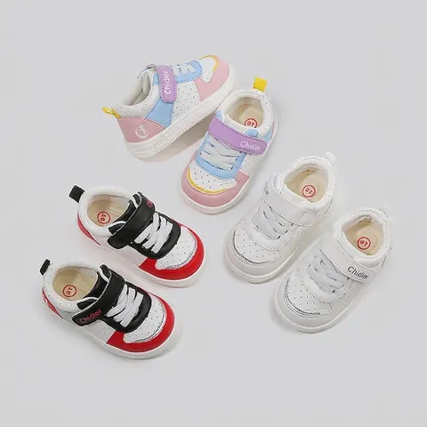 Toddler Kids Sneakers Waterproof Microfiber PU Leather Soft Sole Non-slip Walking Board Shoes For Boys Girls