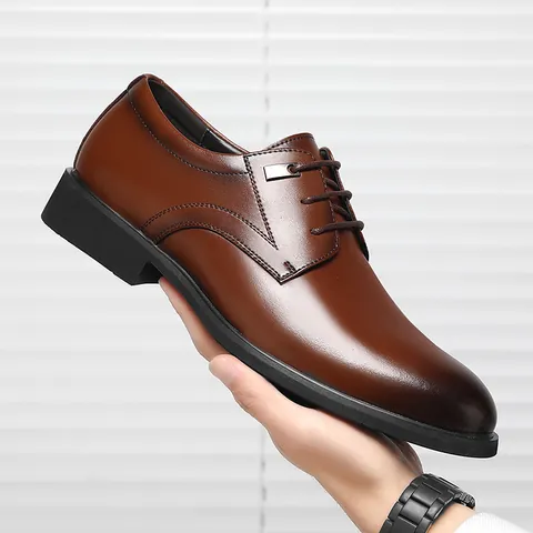 Scarpe Business da Uomo in Pelle Traforata Traspirante Scarpe Derby Formali Stile Britannico Scarpe Oxford Rialzate per Matrimonio Festa