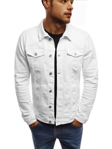 Heren Casual Katoen Denim Jas Multi Pocket Workwear Revers Knoop Jas Bovenkleding Winddicht Effen Kleur Mode Heren Top