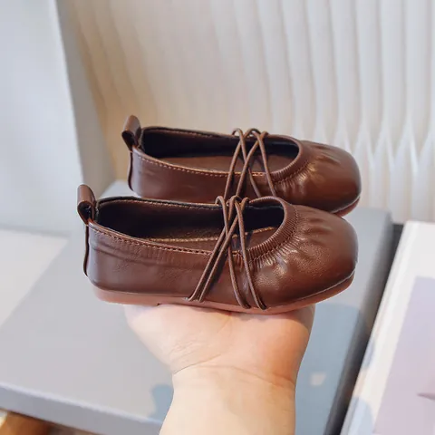 Ballerine Retrò da Bambina Scarpe da Principessa in Morbida Pelle PU Cinturino Incrociato Antiscivolo Traspiranti Festa