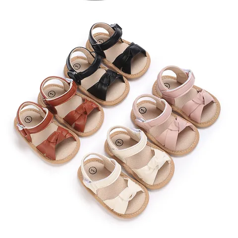 Babymeisje Zachte Zool Sandalen PU-leer Opengewerkt Babyschoentjes Zuigeling Peuter Eerste Loopschoentjes Strik Casual Zomerschoenen