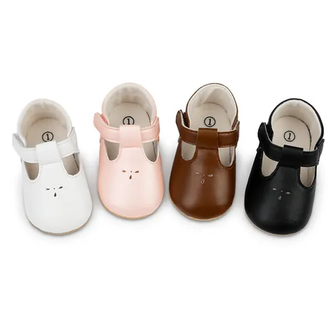Baby Girls Princess Shoes Soft Sole Pre-walker Mary Jane T-Strap Hollow Out Floral Pattern Velcro Infant Toddler Walking Shoes