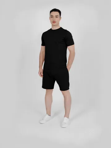 Men Summer Casual Sport Set Solid Color Short Sleeve T-Shirt And Shorts Top And Bottom Two Piece Outfit Cotton Blend Streetwear