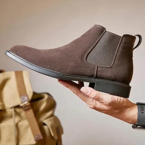 Men's Suede Leather Chelsea Boots British Style Slip-On Ankle Boots Non-Slip Rubber Sole Casual Pointed Toe Boots