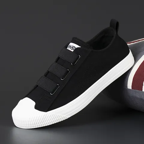 Herren Casual Canvas Board Schuhe Koreanischer Stil Low Top Flache Sneakers Atmungsaktiv Runde Zehen Mode Schuhwerk Für Den Alltag