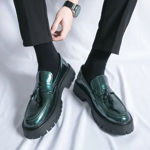 Mocassins Homme Style Britannique Motif Crocodile Gland Plateforme Chaussures Décontracté Affaires Slip-On Cuir PU Antidérapant