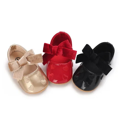 Scarpine Primi Passi Neonata Stile Principessa Suola Morbida Antiscivolo Fiocco Cotone Pelle Artificiale Cuore