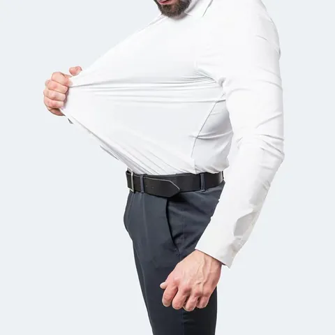 Camicia da Uomo Business Casual in Poliestere a Manica Lunga Non Stiro Elasticizzata Slim Fit Button Down Top Abbigliamento