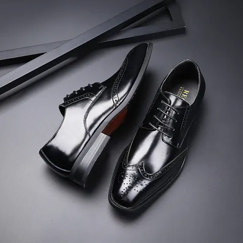 British Style Men Brogue Oxford Shoes Genuine Leather Cowhide Wingtip Carved Business Formal Dress Shoes For Wedding Party