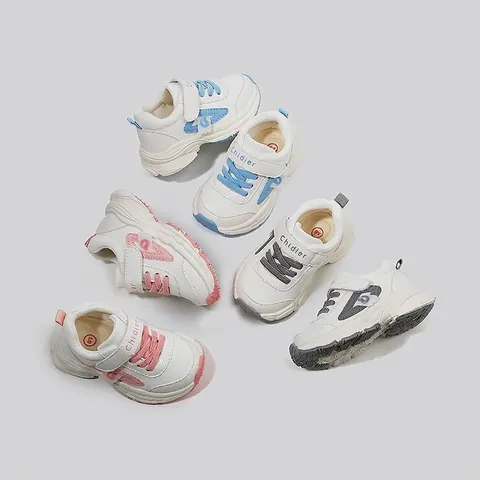 Toddler Sneakers Anti Slip Soft Sole Kids Walking Shoes Hook And Loop Patchwork Casual Baby Athletic Shoes For Boys Girls