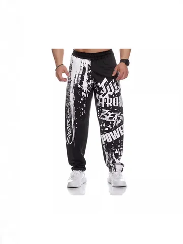 Men's Quick Dry Sports Sweatpants Graffiti Letter Print Loose Fit Jogger Pants Breathable Athletic Bottoms For Fitness Gym Training