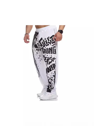 Men's Quick Dry Sports Sweatpants Graffiti Letter Print Loose Fit Jogger Pants Breathable Athletic Bottoms For Fitness Gym Training