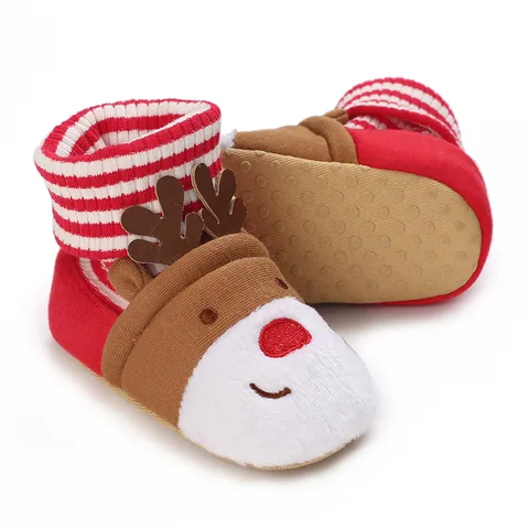 Baby Winter Snow Boots Reindeer First Walkers Warm Fleece Cotton Soft Sole Christmas Toddler Infant Shoes