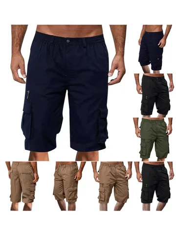 Men's Cargo Shorts Multi-Pocket Loose Fit Outdoor Casual Summer Sports Shorts Knee Length Polyester Breathable Work Pants