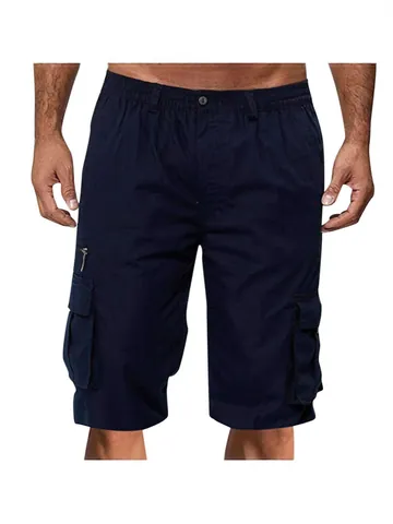 Men's Cargo Shorts Multi-Pocket Loose Fit Outdoor Casual Summer Sports Shorts Knee Length Polyester Breathable Work Pants