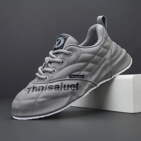 Baskets Chunky en Cuir pour Hommes Style Station Européenne Mode Motif Matelassé Augmentation de la Taille Chaussures de Marche Décontractées Semelle Épaisse Plateforme Chaussures de Sport