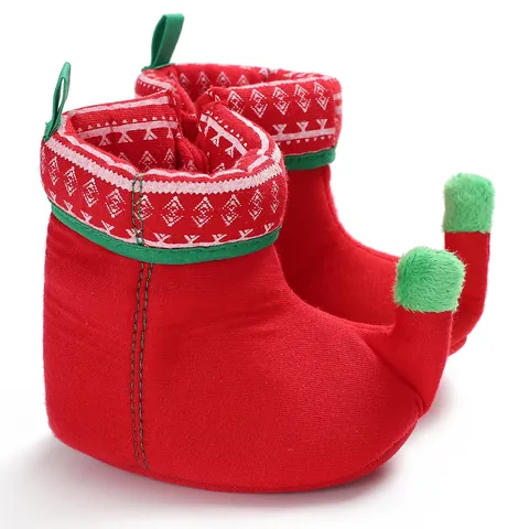 Baby Christmas New Year Shoes Toddler Cotton Plush Warm Non-Slip Pre-walker Boots Santa Reindeer Elf Infant First Walkers
