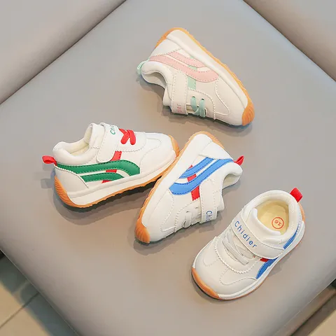 Chidier Toddler Baby Boys Girls Walking Shoes Non-slip Soft Sole Sneakers Waterproof PU Leather Casual Hook and Loop Flat Shoes