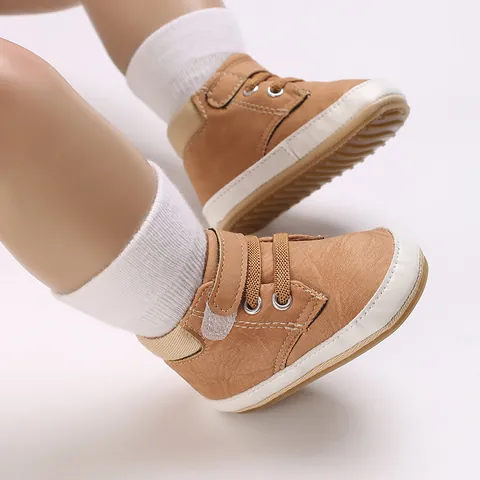 Neugeborene Baby Jungen Weiche Sohle Rutschfeste Sport Martin Stiefel Kleinkind 0-1 Jahr Casual PU Leder Lauflernschuhe