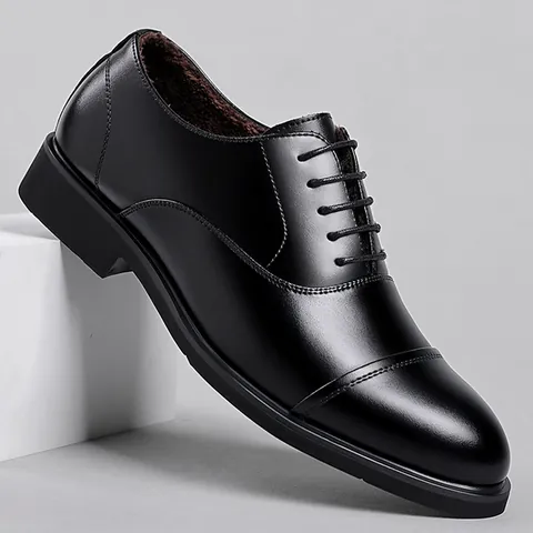 Herren Business Formelle Leder Schuhe Cap Toe Schnürung Britischer Stil Warm Gefütterte Oxford Schuhe Für Hochzeit Büro