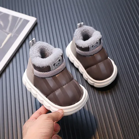 Kinder Winter Schneeschuhe Wasserdicht Kunstleder Dickes Plüschfutter Warme Rutschfeste Schuhe Cartoon Panda Für Jungen Mädchen