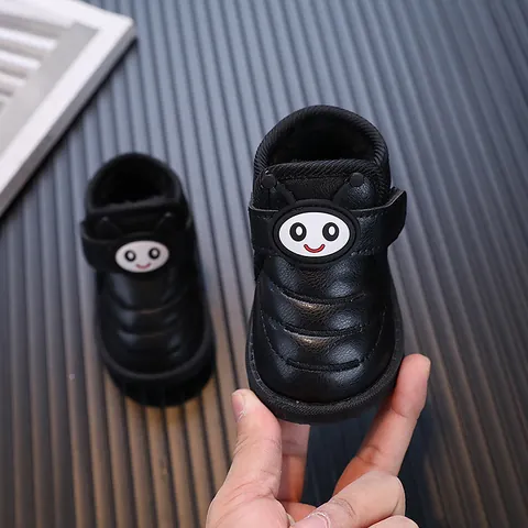 Kleinkinder Schneestiefel 1-3 Jahre Alt Fleecegefüttert Warm PU-Leder Winterstiefel Cartoon Marienkäfer Klettverschluss Weiche Sohle Schuhe