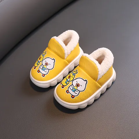 Kinder Winter Warme Katoenen Schoenen Peuter Cartoon Eend Pluche Voering Kunstleer Sneeuwlaarzen Voor Jongens Meisjes