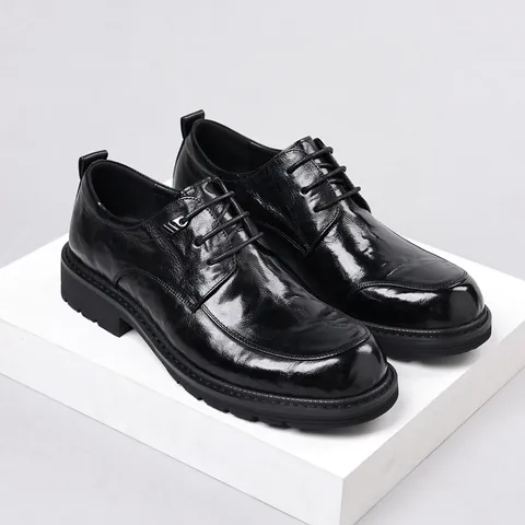 Zapatos de Cuero de Negocios para Hombre Piel de Oveja de Primera Capa Estilo Británico Business Casual Zapatos Oxford con Plataforma Zapatos de Vestir