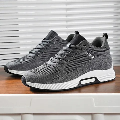Baskets en Flyknit Respirantes pour Hommes Chaussures de Course Grandissantes Antidérapantes Mode Sportive