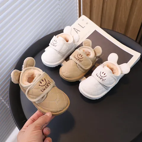 Botas de Nieve de Invierno para Niños Forradas de Felpa Zapatos para Caminar de Microfibra Acolchada Suela Blanda Antideslizante
