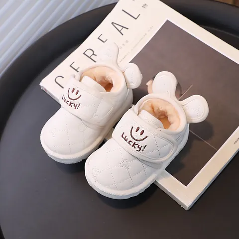 Botas de Nieve de Invierno para Niños Forradas de Felpa Zapatos para Caminar de Microfibra Acolchada Suela Blanda Antideslizante