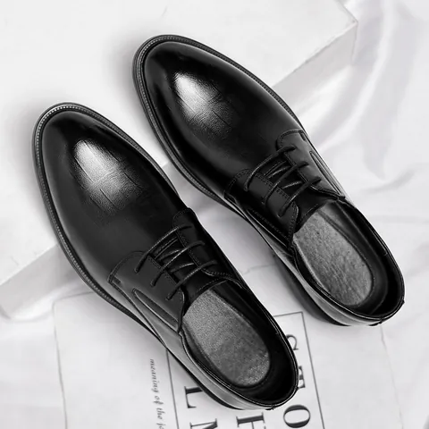 Scarpe in Pelle Business da Uomo per Matrimonio Scarpe da Sposo Formali Aumento Altezza Stringate Suola Morbida